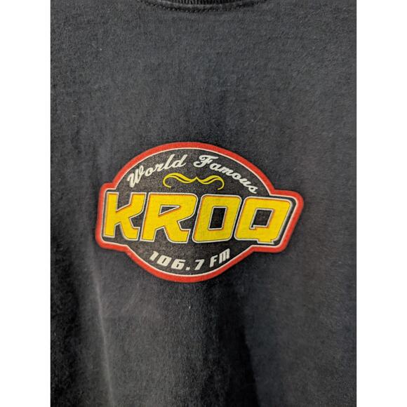 VINTAGE KROQ 106.7 FM "World Famous" LA Radio Logo T-Shirt Black Size Large - Picture 2 of 5